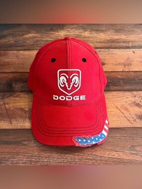 Dodge Ram Truck Patriotic USA American Flag Red Snap-Back Hat Cap